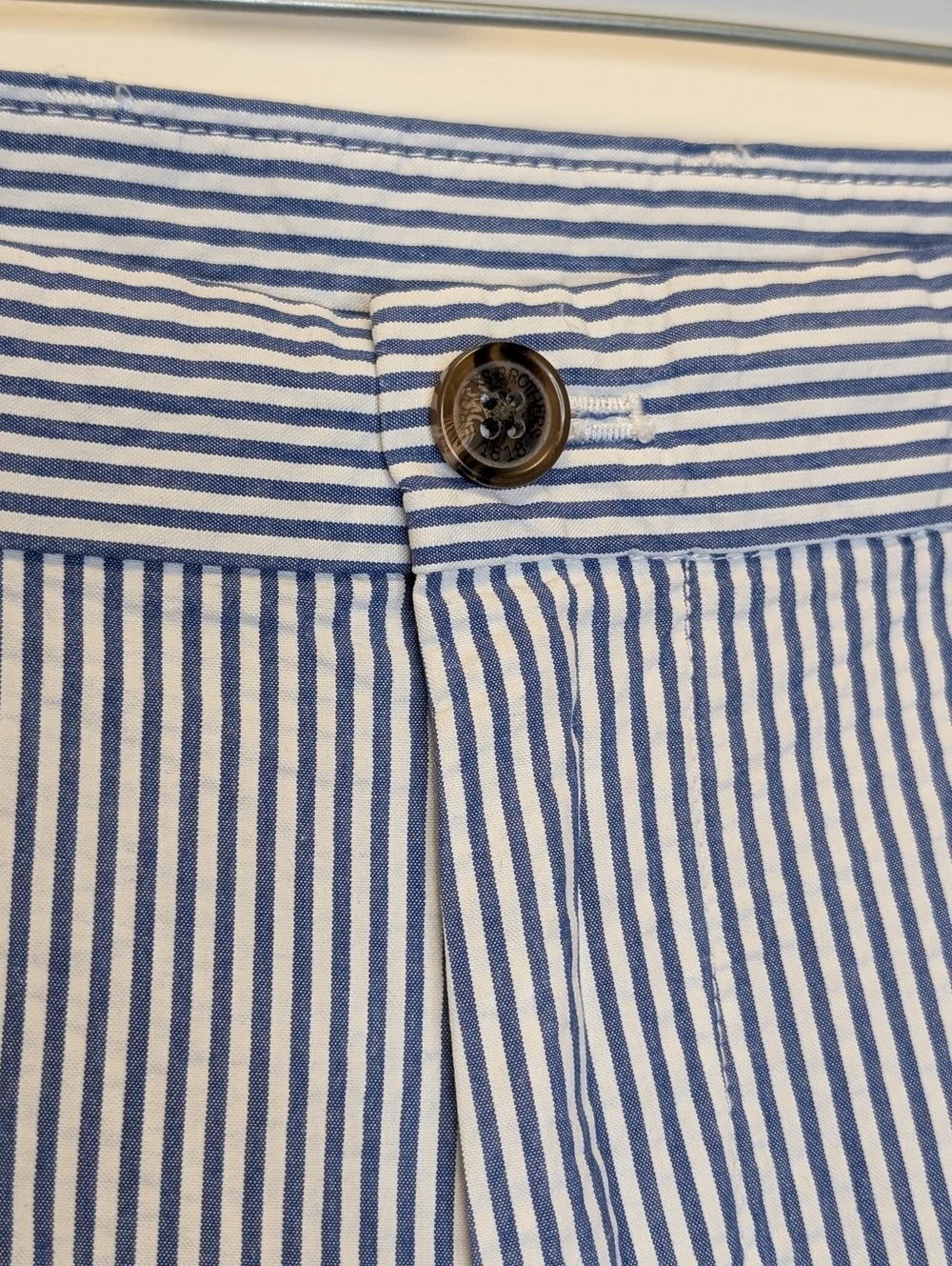 Brooks Brothers Seersucker Stripe Shorts Blue White Classic Preppy Cotton 36
